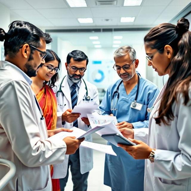 Healthcare professionals reviewing data